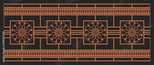 Laser cutting design for fencing, door, wall or window panel. Jigsaw die cut ornament. Lacy cutout silhouette stencil. Fretwork floral pattern. Vector template for carving, metal and woodcut.