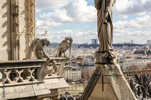 sculptures at the Notre Dame in Paris, France