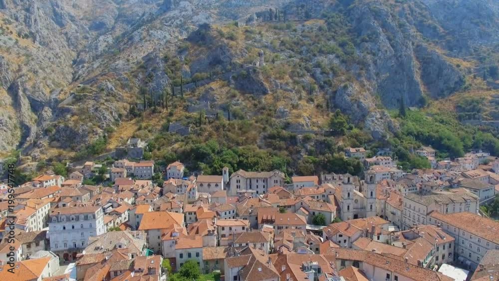 Aerial View Of Kotor Old Town And Mountains, Boka Kotorska, Montenegro 2 Aerial View Of Kotor Old Town And Mountains, Boka Kotorska, Montenegro 2