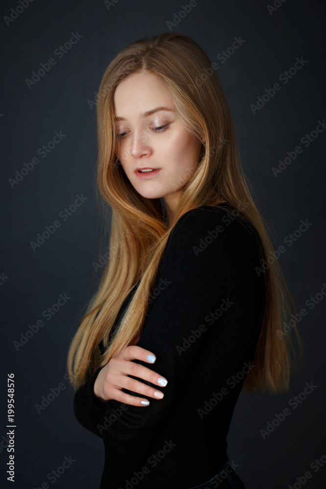 Fototapeta premium sexual woman portrait in darkness