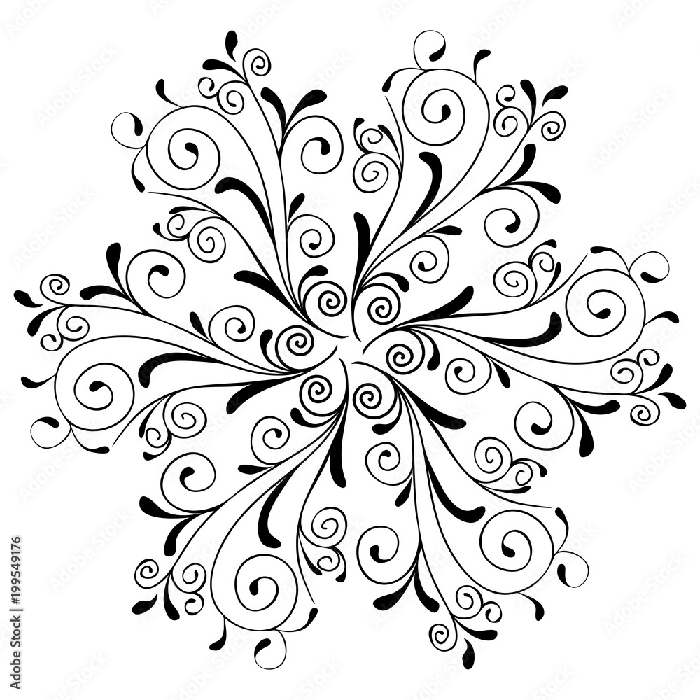 Lace flower mandala, indian and arabian ornament, vector isolated illustration on white background