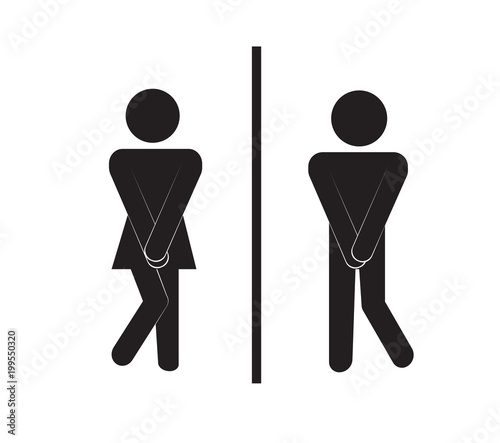 Vector man and woman icons, toilet sign, restroom icon, minimal style, pictogram 