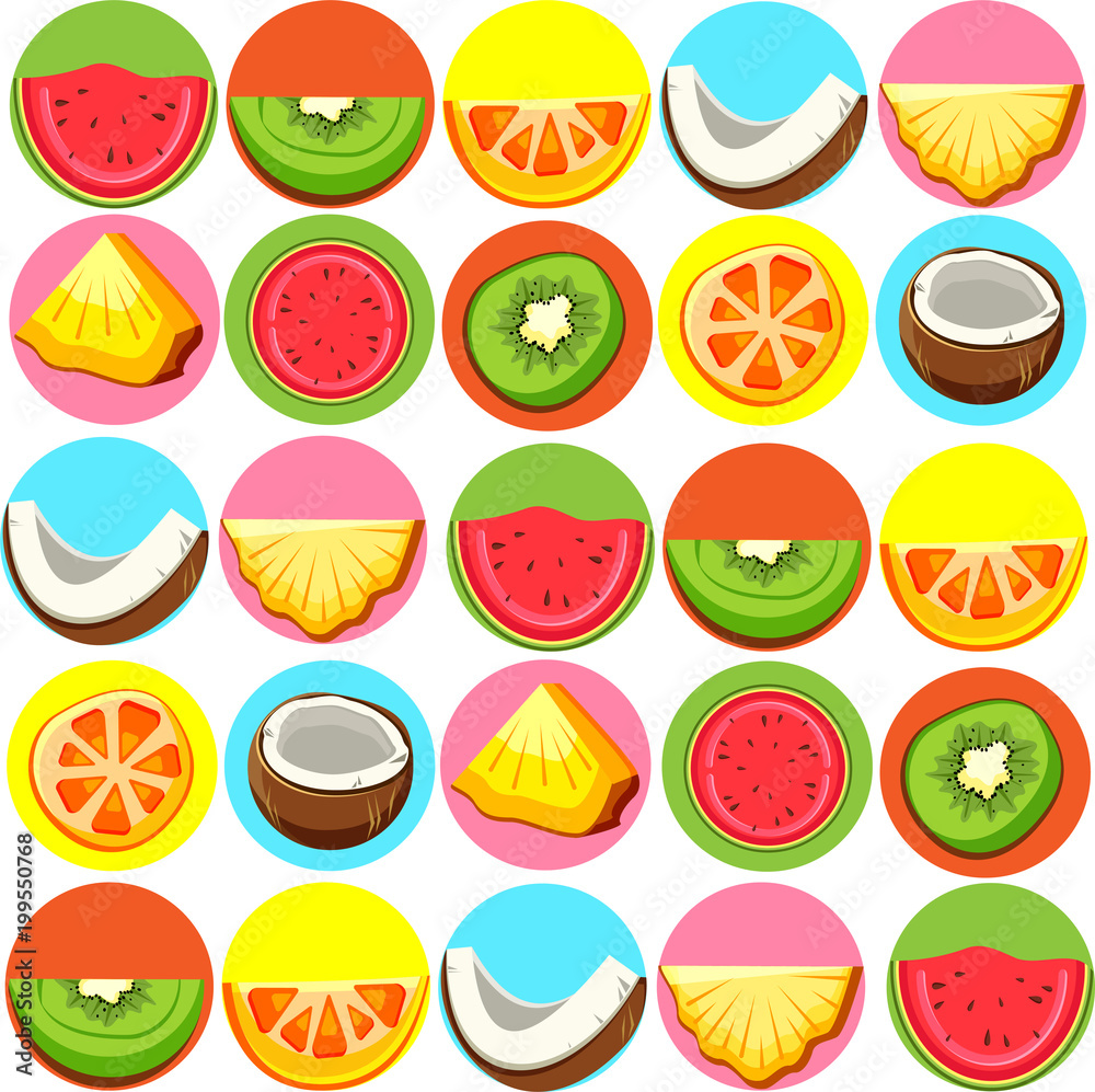 Seamless pattern with bright exotic fruits. Seamless pattern with bright exotic fruits.