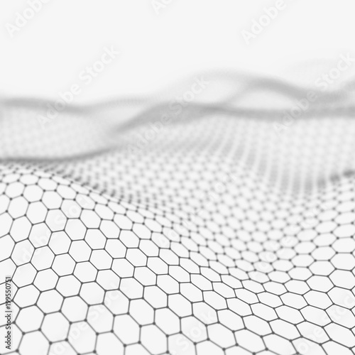 Abstract low poly background. Plexus polygonal background. Plexus low poly landscape background.Hexagon abstract landscape background. Hexagon 3d grid. Polygonal hexagon surface.