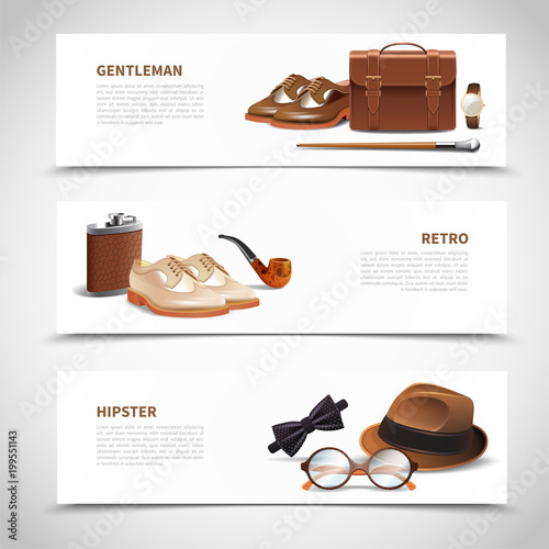 Gentleman Realistic Banners Set 