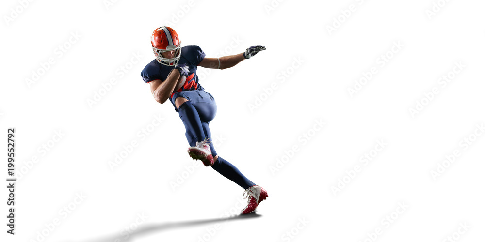 Isolated American football player in white background Isolated American football player in white background
