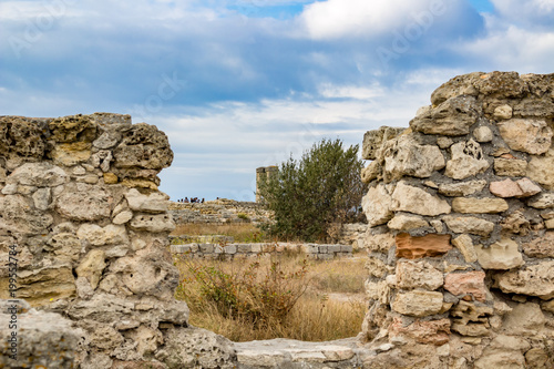 Historical and Archaeological Museum-Reserve "Chersonese Taurian" in Crimea, walls of the ancient city 
