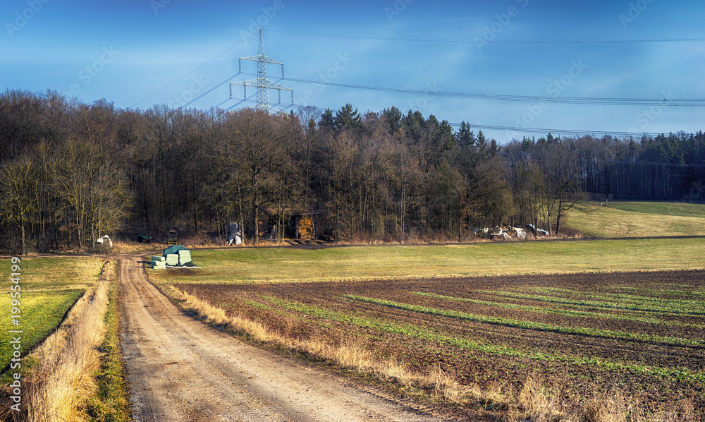 Fototapeta premium Rural landscape view in Bavaria Germany