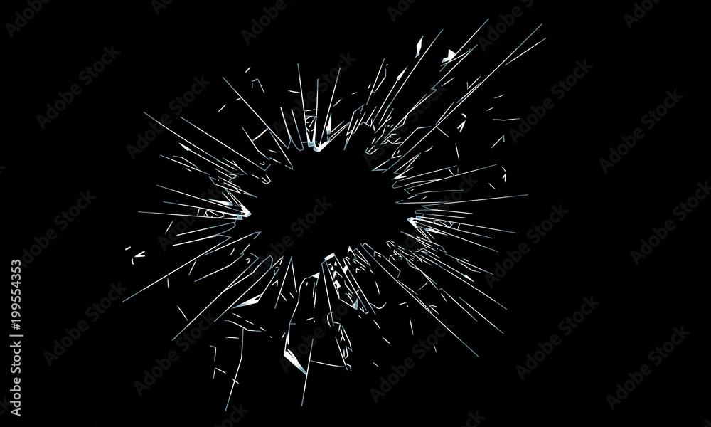 voetstuk ziel Blokkeren Broken glass, cracked glass on black background with hole in the middle  Stock Illustration | Adobe Stock