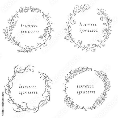 Vector linear frame with space for text holiday greetings, wedding, party invitation design template - decorative background for greeting card in linear style on white background