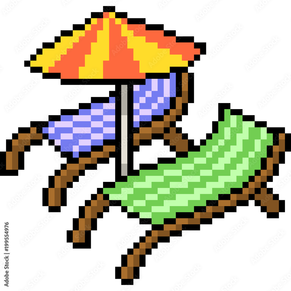 Fototapeta premium vector pixel art beach bed