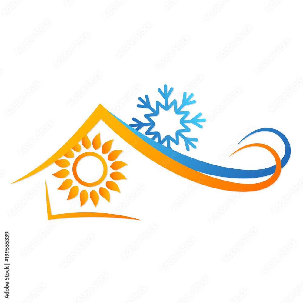 Sun and snowflake in house abstract Sun and snowflake in house abstract