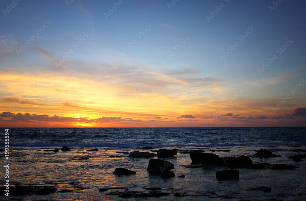background of beach and sea at sunset colors.
