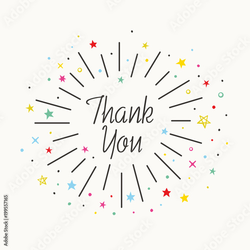 Thank you card design with stars, vector illustration
