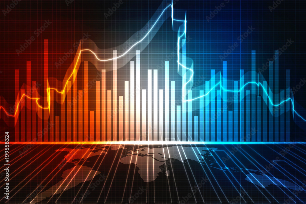 2d rendering Stock market online business concept. business Graph
