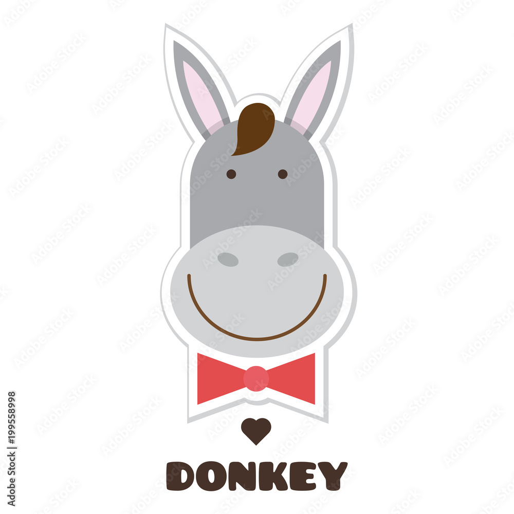 Obraz premium Donkey. Sticker. Vector illustration.