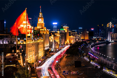 Nightscape of Shanghai "The Bund" or Wai Tan area