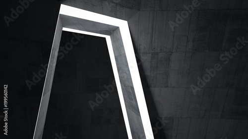 Abstract  concrete parametric interior with neon lighting. 3D illustration and rendering.