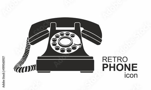 Black vintage telephone isolated on white