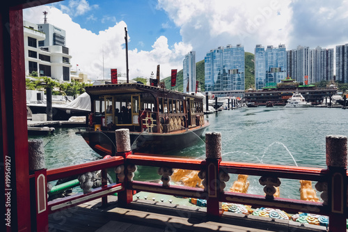 The boat to the floating restaurant in Aberdeen, Hong Kong