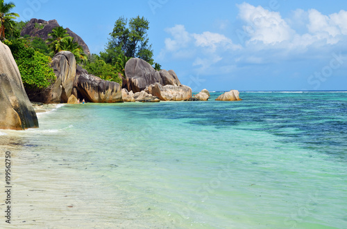 Tropical beach on Seychelles islands, La Digue