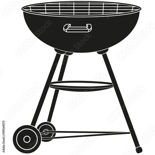 BBQ grill on wheel silhouette
