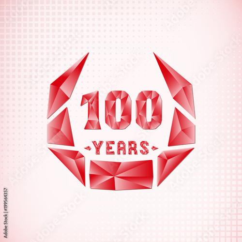 100 years anniversary design template. Low poly design. 