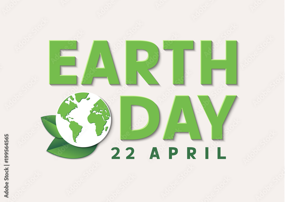 Earth Day. 22 april. Vector abstract Earth globe and green leaves Earth Day. 22 april. Vector abstract Earth globe and green leaves
