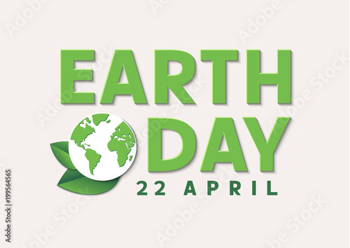 Earth Day. 22 april. Vector abstract Earth globe and green leaves