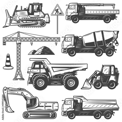 Vintage Construction Machines Set
