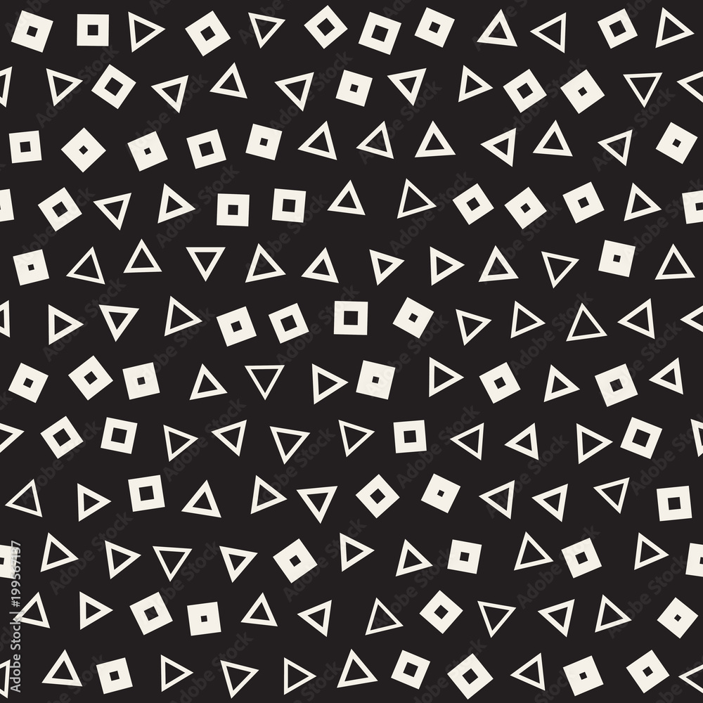 Seamless chaotic patterns. Randomly scattered geometric shapes. Abstract retro background design Seamless chaotic patterns. Randomly scattered geometric shapes. Abstract retro background design