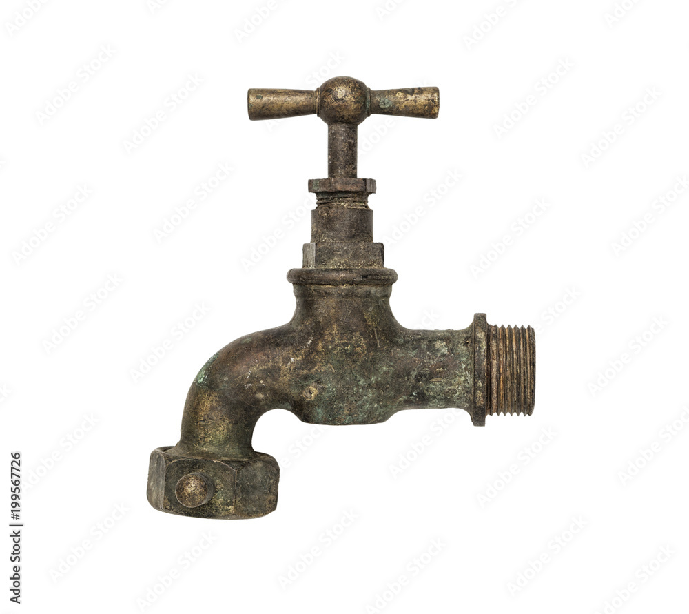 Old faucet isolated on white background, including clipping path Old faucet isolated on white background, including clipping path