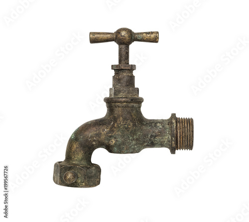 Old faucet isolated on white background, including clipping path