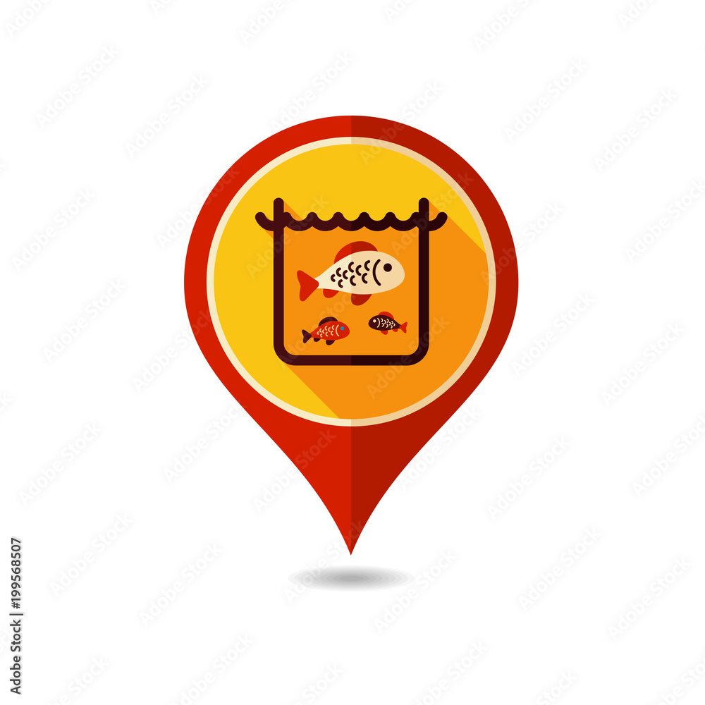 Fish in a pond or aquarium vector pin map icon Fish in a pond or aquarium vector pin map icon