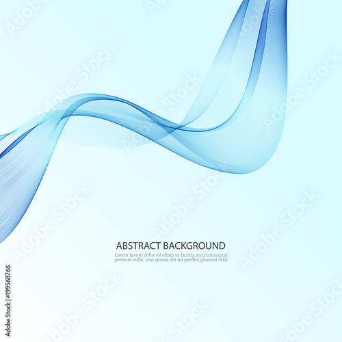 Abstract smooth color wave vector Curve flow blue motion illustration Smoke design