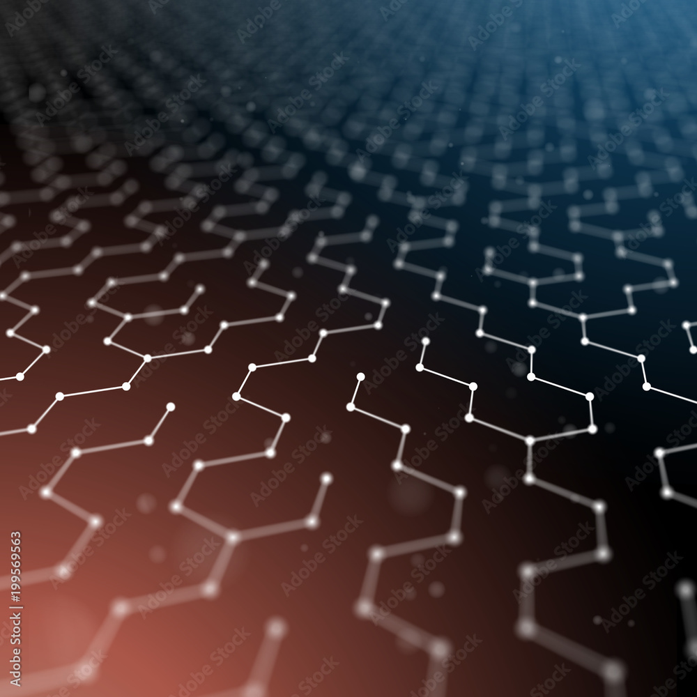 Futuristic Hexagon Pattern Abstract Background. 3d Render Illustration. Space surface. Dark sci-fi backdrop. Dots and lines connections. Science and technology concept. Big data macro wireframe. Futuristic Hexagon Pattern Abstract Background. 3d Render Illustration. Space surface. Dark sci-fi backdrop. Dots and lines connections. Science and technology concept. Big data macro wireframe.