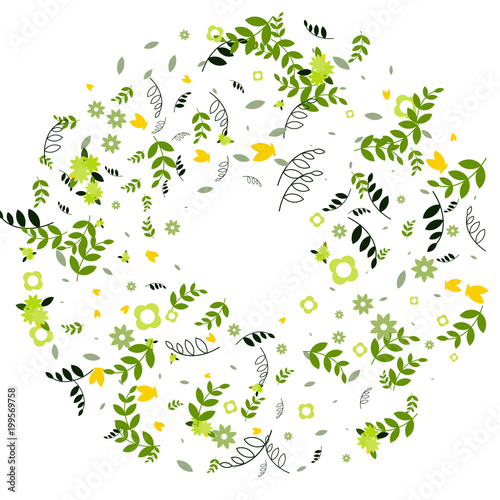 Floral Spring and Summer Vector Wallpaper with Flowers  Leaves  Butterflies  Green Branches. Easter  Mother s Day  8 March  Birthday  Wedding Background for Banners  Cards  Posters  Invitations.