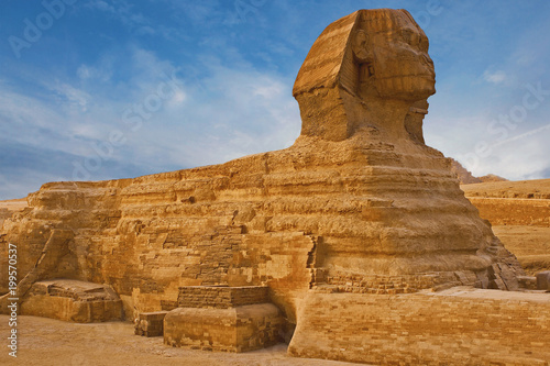 View of the Sphinx Egypt, The Giza Plateau in the Sahara Desert