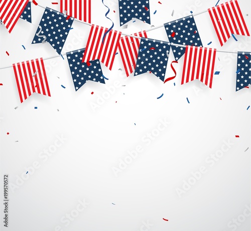Independence day with american confetti and ribbon photo
