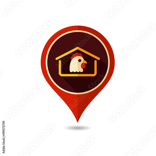 Chicken house vector pin map icon