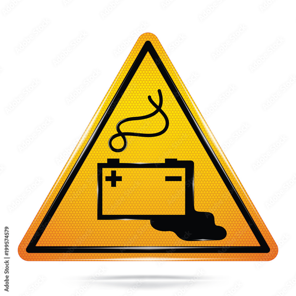Vector and illustration of graphic style,Battery Charging Hazard symbols,Yellow triangle Warning