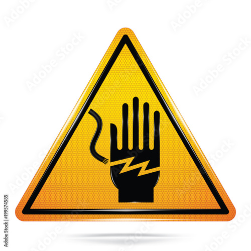 Vector and illustration of graphic style,Arc Flash and Shock Hazard symbol,Yellow triangle Warning Dangerous icon on white background, Attracting attention Security First sign, for presentation,EPS10.