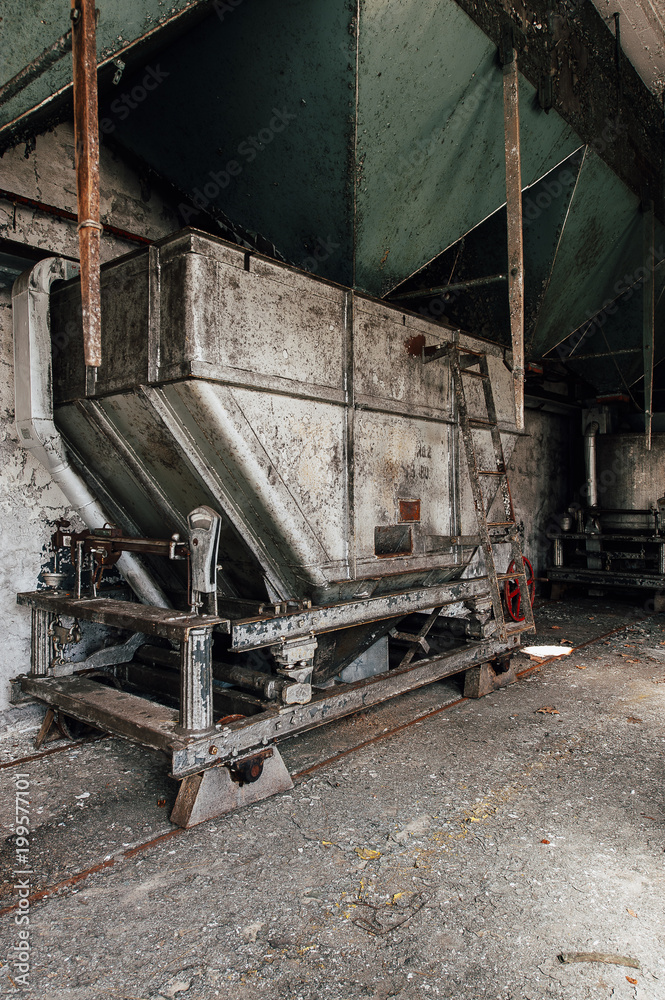 Silver Steel Bin - Abandoned Old Crow Bourbon Distillery - Frankfort, Kentucky
