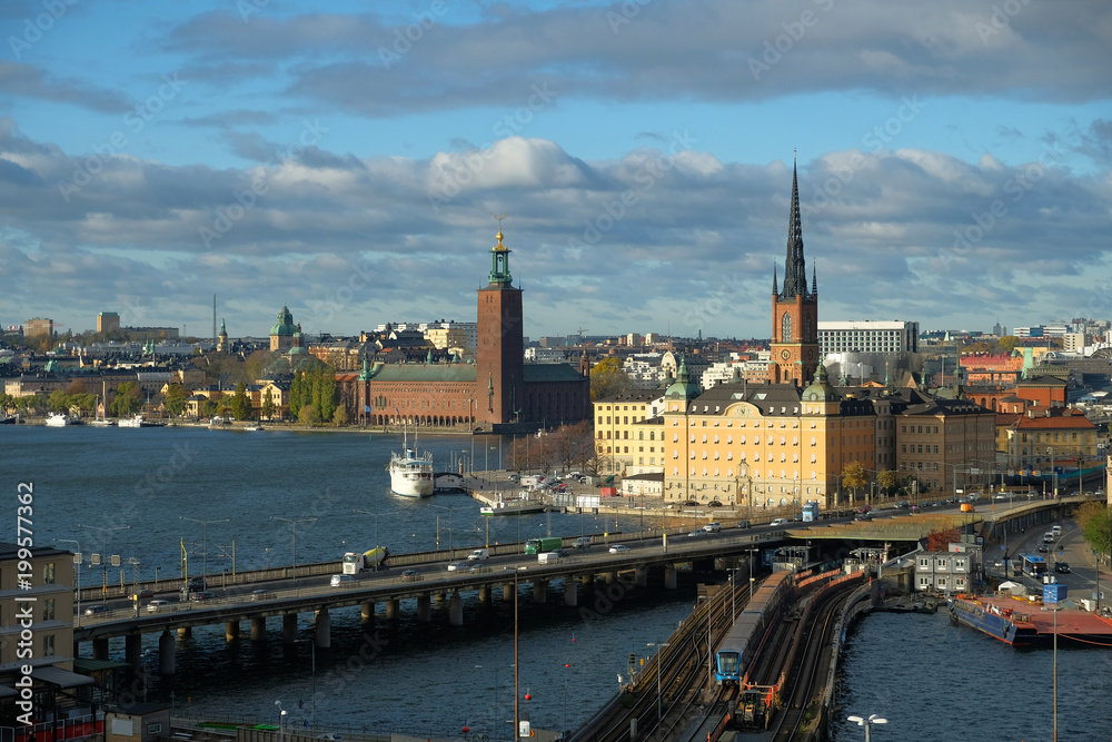 Cityscape of Stockholm in summer.