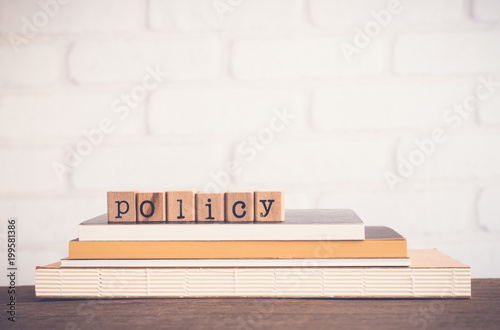The word Policy and blank space background. photo