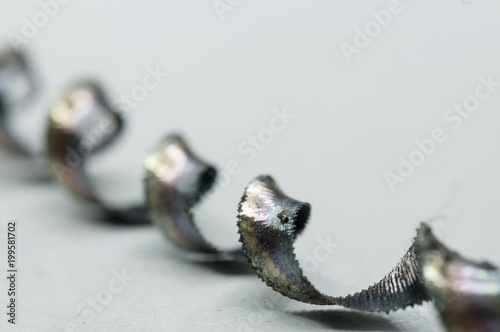 Metal shavings isolated on white background.