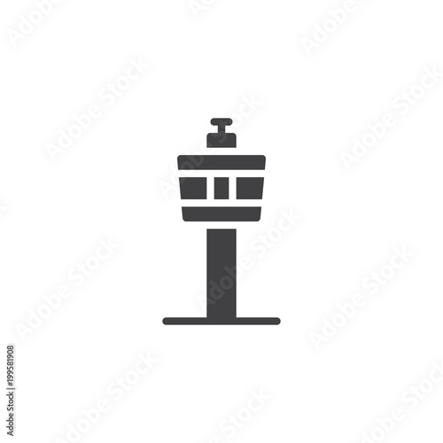 Airport control tower vector icon. filled flat sign for mobile concept and web design. Air traffic control solid icon. Symbol, logo illustration. Pixel perfect vector graphics