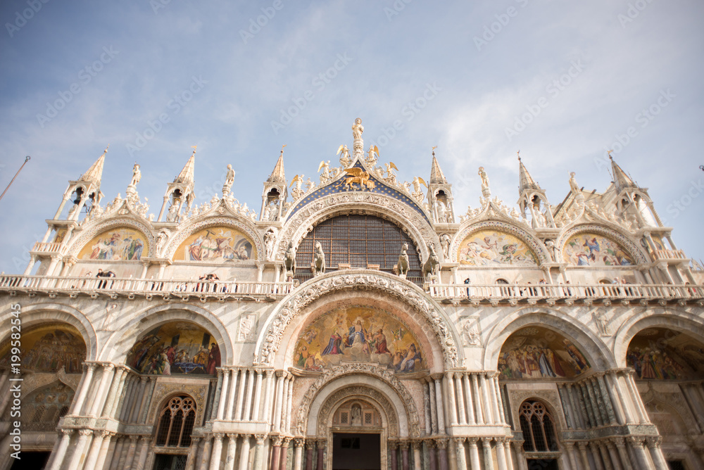 Saint Mark's Basilica viewed from Piazza San Marco in Venice.