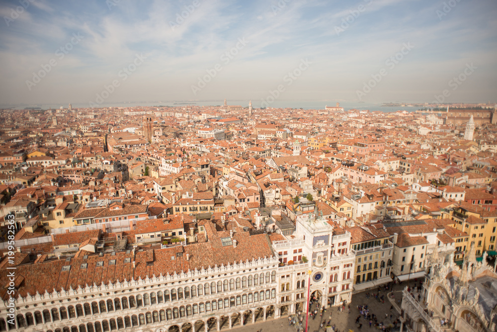 Venice. Aerial view of the Venice with Piazza San Marco
