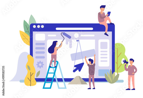 Man and girl building website